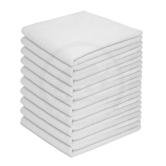 All Rounder White (x10) Microfibre Towel, 40cm x 40cm,