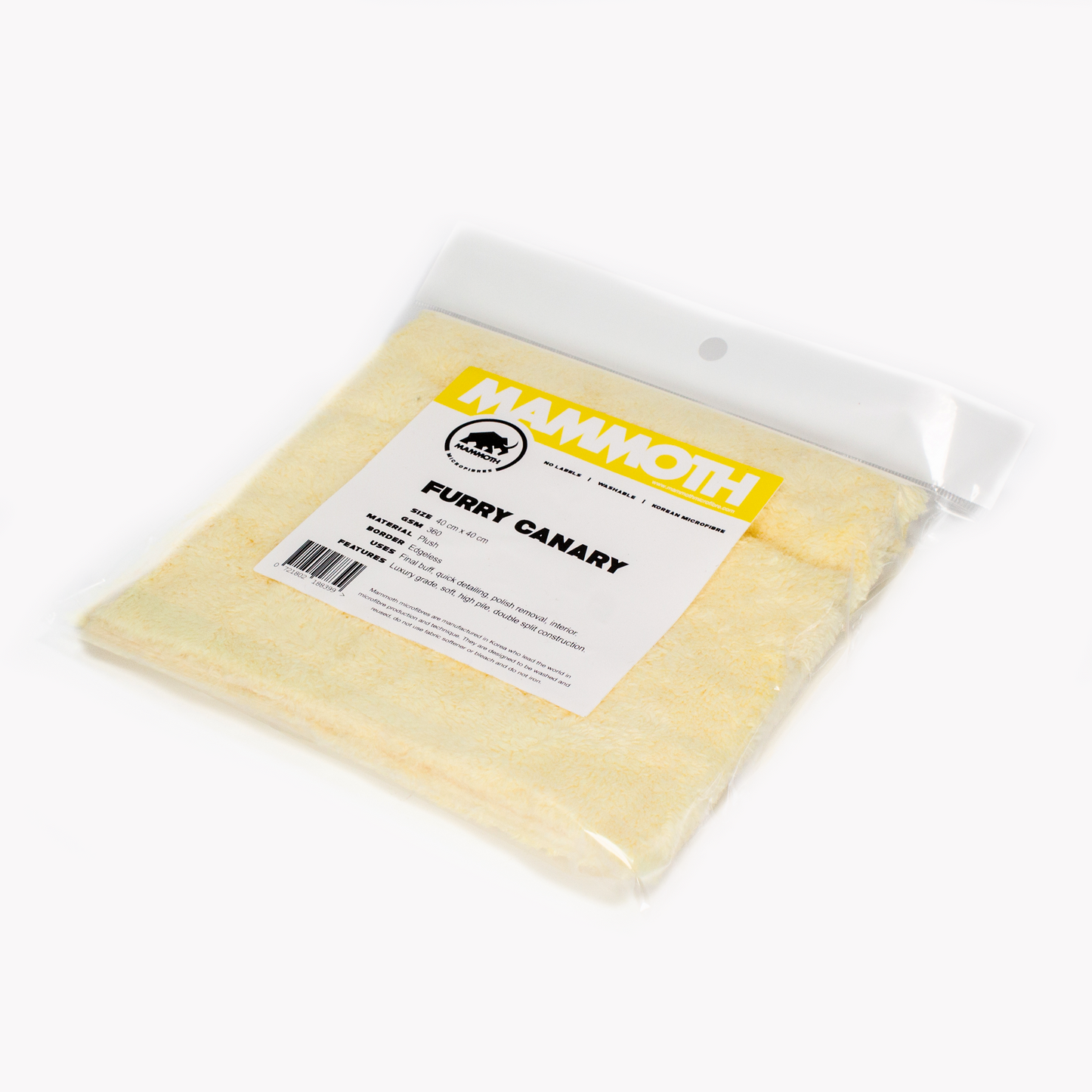 Furry Canary 360 GSM Plush Microfibre Towel, 40cm x 40cm