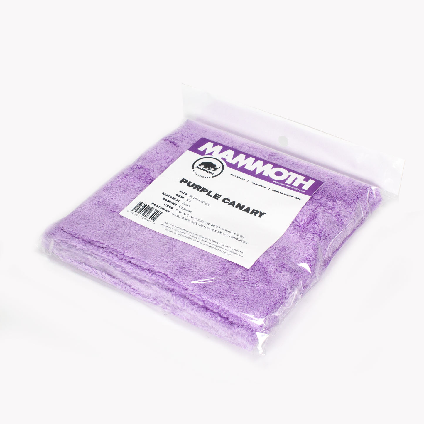 Purple Canary 360 GSM Plush Microfibre Towel, 40cm x 40cm
